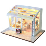 DIY Wooden Dollhouse Assembled Sushi Dessert Shop Miniature with Furniture Doll House Casa Toys for Children Adult Gifts