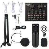 BM800 Microphone Kit with V8 Sound Card Professional Microphone Studio Condenser Microphone for Computer