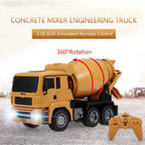 Huina 1333 1:18 2.4g RC Car 6ch Concrete Mixer Engineering Truck Light Construction Vehicle ToysFor kids Christmas gift