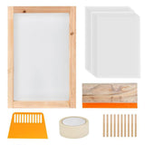 24 Pieces Screen Printing Starter kit Wood Silk Screen Printing Frame with Squeegees Tool for DIY T-shirts Clothes Bag Mesh Fram