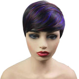 Women's short straight hair wig color-picking chemical fiber headgear