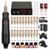 Professional Tattoo Kit Complete Rotary Pen Tattoo Machine Kit with Cartridges Needles Permanent Makeup Tattoo Set for Body Art
