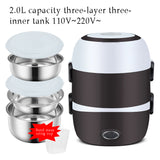 Mini Electric Rice Cooker Stainless Steel 2/3 Layers Steamer Portable Meal Thermal Heating Lunch Box Food Container Warmer