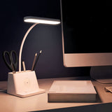 Desk Lamp With Wireless Charger, White Gooseneck Desktop Lamp, Study Lamps For Bedrooms -Desk Lights For Home Office