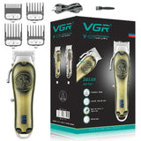 VGR Professional full metal hair clipper beard electric barber hair trimmer for men rechargeable haircut machine cordless