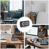 Digital Alarm Clock Electronic Smart Large LED Display Mirror Snooze Time Table Desk 2 USB Charger Ports for Iphone Android