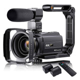4K Video Camera Camcorder with Microphone 48MP Vlogging  16X Zoom 3.0" Touch Screen IR Night Vision Wi-Fi Vlog Cameras Web