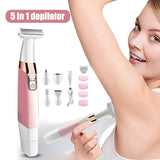 5 in 1 Painless Women Epilator Female Eyebrow Trimmer Lady Shaver Body Hair Removal Shaving Machine EY669