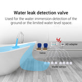 Water Leakage Sensor with 2pcs 1/2"(DN15) Valves Flood Leak Detector Protection Against Water Leaking for Smart House