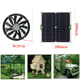 12/24V 100W Solar Powered Exhaust Fan Vent Ventilation Dog Coop Greenhouse RV Car Fan lack 300CFM