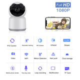 Pan Tilt Wifi Security Camera Tuya Smart 2MP Two-Way Audio Night Vision Works For Alexa &amp; Google Assistant