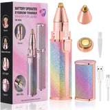 Portable 2 IN 1 Electric Epilator Eyebrow Trimmer Female Body Facial Lipstick Shape Hair Removal Women Painless Razor Shaver
