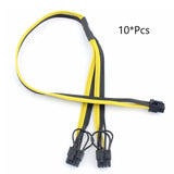 10Pcs PCI-E PCIE 6Pin to Dual 8Pin 6+2Pin Adapter Cable Graphics GPU Video Power Cable 16AWG+18AWG for Miner Mining
