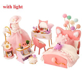DIY Miniature Furniture Ocean Room Kit Dollhouse with Light Fish Assembled 3D Model Casa Doll House for Children Adult Gifts