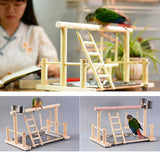 Pet Bird Toy Activity Center Birdcage Stands With Bird Perch Ladder Hammock Feeder Playground For Parrot Wooden Platform Pet Toy