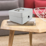 White Mini Portable Steel Petty Lockable Cash Money Coin Safe Security Box Household