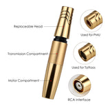 Double Use Permanent Makeup Machine RCA Tattoo Machine Rotary Tattoo  Pen With 2 Heads Dual Type Gift Cartridge Needles