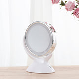 Adjustable 5X Magnification Lighted LED Makeup Mirror Bathroom Vanity Mirror 360 Degree Swivel Double-sided Table Mirror (White)