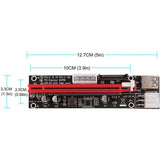 12PCS VER103C 3In1 Power PCI-E Riser Card LED 4Pin 6Pin Sata 15Pin Express 1X to 16X 60CM Extension Cable for Bitcoin