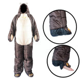 Full Body Wearable Sleeping Bag Bear-shaped Brown Sleeping Travel Equipment Pouch Outdoor Portable Hiking Camping For Famil W6B5