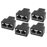 5PCS 1 To 2 Way LAN Ethernet Network Cable Splitter Adapter RJ45 Female Splitter Socket Connector Adapter For Laptop