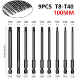 9 Pcs Torx Hex Head Wrench Drill Bit S2 Steel Allen Screwdriver Bit 100mm For Electrical Drill Dropship