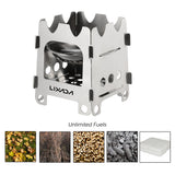 Lixada Titanium Outdoor Camping Stove Portable Ultralight Folding Wood Stove Pocket Stove Camping Fishing Hiking Equipment