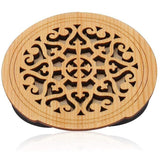 Guitar Wooden Soundhole Sound Hole Cover Block Feedback Buffer Spruce Wood for EQ Acoustic Folk Guitars,Style 1