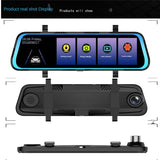 Streaming media rearview mirror recorder 10 inch full touch screen 1296P HD night vision dual lens reversing image