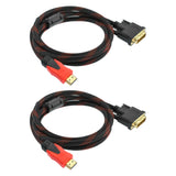 2pcs Adapter Cable  To DVI Bi-Directional Converter DVD Projector Video Portable Accessories Laptop HDTV 1.5m HD Monitor