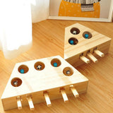 For Cat Indoor Solid Wooden Cat Hunt Catch Mouse Toys Interactive Seat Scratch
