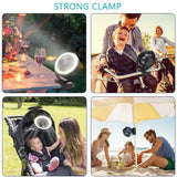 10000mAh Camping Fan with Lights USB Rechargeable Clip on Fan with Hanging Hook Summer Handy Air Cooling Fan for Hiking Fishing
