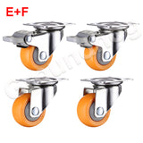 4Pcs/Set Swivel Furniture Caster 1.5 inch Heavy Duty 120kg Orange Swivel Castor Wheels Trolley Ultra Quiet Nylon Castor Wheels
