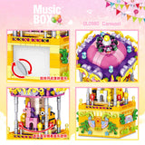 487pcs City Street View Building Blocks Friends For Girl Sakura Tree Music Box Bricks Creator Cherry Blossom Tree House Toy