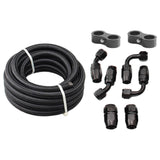 Nylon Braided Fuel Hose Set 6Pcs Swivel Hose Ends Rubber Black Metal Fuel Line   Coolant Transmission Fluid Vacuum Oil