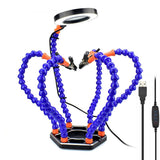 Flexible Bench Vise Table Clamp Soldering Station With 5Pc Flexible Arm Soldering Iron Holder Pcb Welding Repair Third Hand Tool