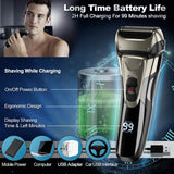 Electric Shaver Men Reciprocating Three Heads Razor Rechargeable Cordless Beard Trimmer
