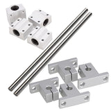 Horizontal 8mm Dia Linear Motion Ball Bearing Slide Bushing 200mm Linear Shaft Optical Axis with Rod Rail Support Set