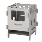 Portable Foldable Titanium Wood Burning Stove Pocket Stove Outdoor Camping Cooking Picnic Backpacking Stove for Outdoor Hiking