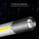 Led Flashlight 2000lm Zoomable XPE+COB Dual Light USB Rechargeable Handheld Torch Q5 Led Flashlight Built in 18650 Battery Torch