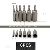 6Pcs 80mm Length Bolt Nut Driver Sockets Bit Set Deep Electric Wrench Socket 1/4 Hex Shank 7 9 11 13 16 18mm