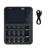 C4 EVO Smart Battery Charger with Type-C QC3.0 Output for AA AAA Li-Ion Battery with IPS Display Screen