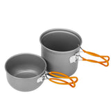 Outdoor Camping Cookware Set Portale Tableware Cooking Travel Cutlery Utensils Pot Pan Hiking Picnic Tools Orange Handle
