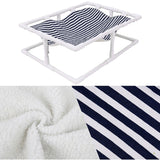 Reversible Elevated Cats Cot Bed Winter Summer Hammock Puppy Nest Striped Canvas Fleece Camping Bed