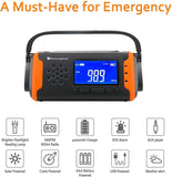 Hand crank solar radio portable outdoor emergency power supply digital LCD display with SOS alarm Bluetooth radio music player