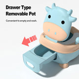 Cartoon Kids Potty Training Toilet Comfortable Safe Toilet Trainer with Soft PVC Pad Lip Handles Cleaning Brush for Toddlers