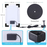 5.5 W Solar Fountain 1500 Mah Batterysolar Pond Pump Water Pump Solar Floating Fountain Pump with 6 Fountain Styles for Garden