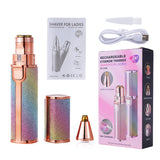 2 IN 1 Rechargeable Electric Eyebrow Trimmer Epilator Female Body Facial Lipstick Shape Hair Removal Mini Painless Razor Shaver