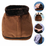 2 IN 1 Unisex Velvet Electric Heated Doot Warmer &amp; Massager Feet Massaging Big Slipper Foot Care Massage Warmer