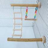 Wood Bird Perch Stand Toy Parrot Swing Climbing Ladder Birdcage Play Gyms Playground for Parakeet Cockatiel Lovebirds